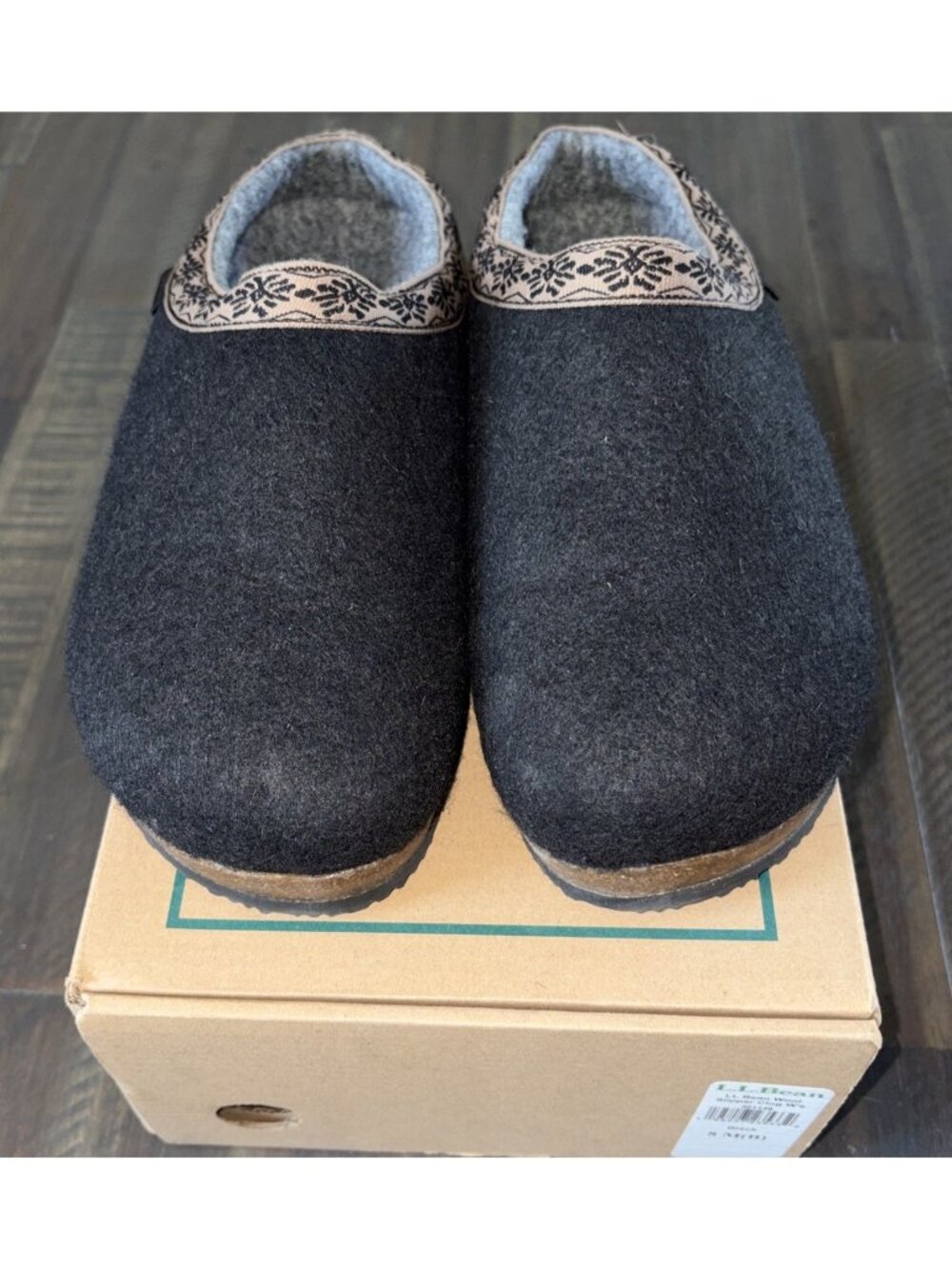 Women's L.L.Bean Wool Slipper Clog, Black  (MEDIUM) B